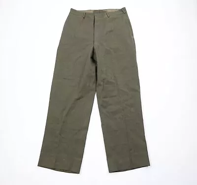 Vintage 40s 50s Military Mens 32x32 Heavyweight Wide Leg Wool Pants Trousers USA • $79.96