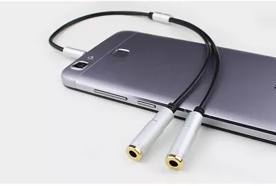 £2.99 • Buy Sliver 3.5mm Splitter Cable Jack 1 Male To 2 Female Mic Headphone Audio Adapter