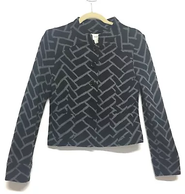 ECI New York Women's Geometric Black Gray Fitted Jacket Size 2 • $22.52