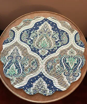 C&F Enterprises “Renee” Round Quilted Reversible Paisley Single (1) Placemat • $12.95