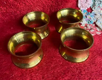 Set Of 4 Brass Napkin Rings Shiny Round Shape • $12