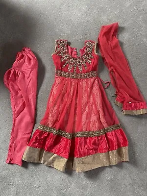 Bollywood Indian Pakistani Girls Net Anarkali Dress Diwali Eid Size 24 4-5 Years • £8.50