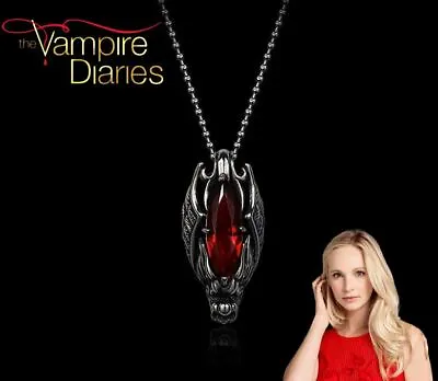 The Vampire Diaries: Caroline Forbes Antique Silver Ruby Dragon Pendant & Chain • $10.67