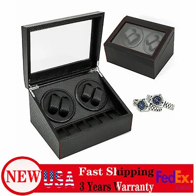 4+6 Automatic Rotation Watch Winder Box Carbon Fiber Watch Display Storage Case • $59.85