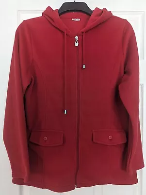 Ladies Damart Red Fleece Full Zip Hooded Jacket Size 14/16 ❤️ • £4.99