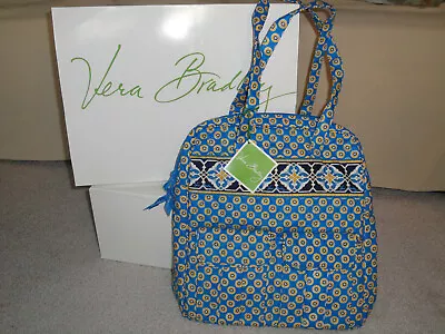 Vera Bradley TALL ZIP TOTE School Computer Book Bag Riviera Blue RETIRED NWT $84 • $84.99