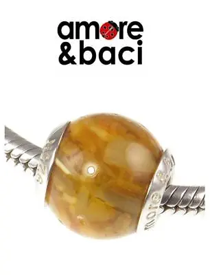 £14.99 • Buy Genuine AMORE & BACI 925 Sterling Silver GOLDEN SHELL MURANO Charm Bead
