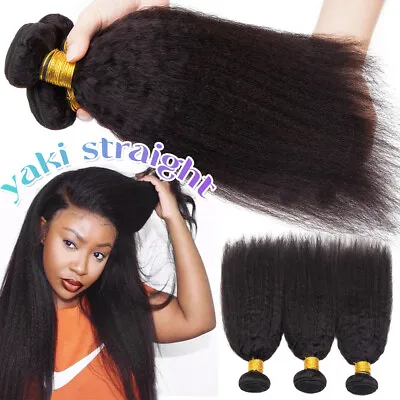 8A Black Virgn Human Hair Weave Weft Bundles Malaysian Yaki Straight THICK 400G • $47.18
