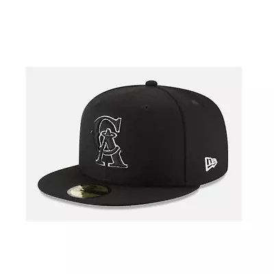 MLB California Angels CA 59FIFTY 5950 Men's Fitted New Era Hat Cap Black White • $39.99