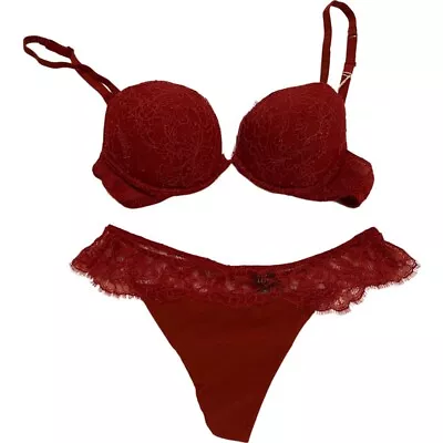 La Perla Lace Bra Set /thong NWT Deep/wine Red Burgundy • $350