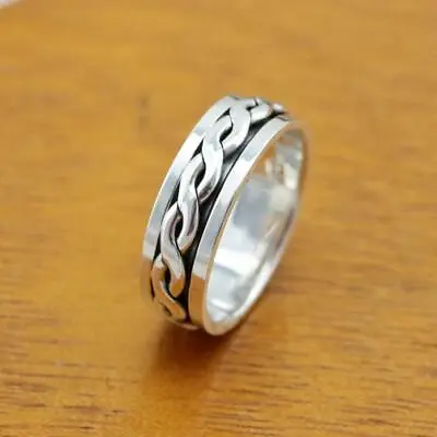 £21 • Buy Mens Womens Plain 925 Sterling Silver Celtic Spinning Worry Band Ring