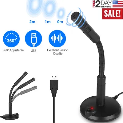 USB Computer Mini Condenser Microphone Stand Recording Mic For PC Desktop Laptop • $9.33