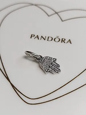 Genuine Pandora Silver 🪬 Dangly Sparkly Protective Hand Of Hamsa Charm S925 ALE • £12