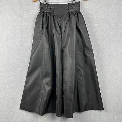 Vintage Anthea Crawford Skirt Womens 10 W26xL37 Black Taffeta Party Cocktail • £37.01