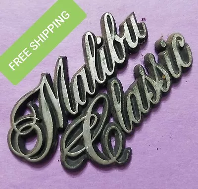 $16.99 • Buy Bin#37 Vintage Metal Chevy Malibu Classic Script Grille Emblem 377075