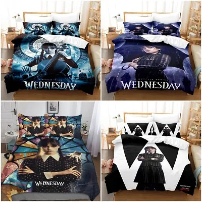 Wednesday Addams Family Duvet Cover Pillowcase Single Double King Bedding Set UK • £20.99