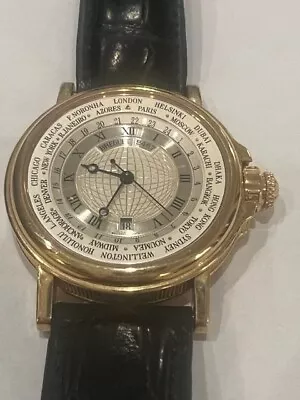 Breguet Marine World Time Hora Mundi 18K Yellow Gold Watch 3700 With Box • $10500