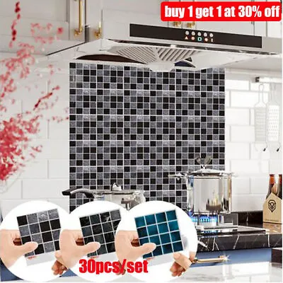 £0.99 • Buy 30x Mosaic Tile Stickers Stick On Bathroom Kitchen Home Wall Decal Self-adhesive