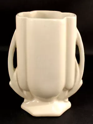 McCoy Double Handle 5  Bud Vase White Vintage EXCELLENT CONDITION Clean • $29.95