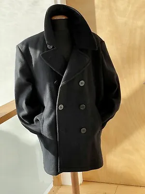 Vintage 1960’s Black US Issue Naval Deck Jacket Pea Coat Large • £99.99