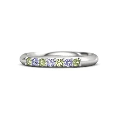 0.6ct Peridot Tanzanite Eternity Band Ring Solid 925 Silver Jewelry Gift • £41.66