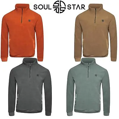 Men's Fleece Jacket 1/4 Zip Warm Jumper Winter Outdoor Long Sleeve Pullovers • £14.99