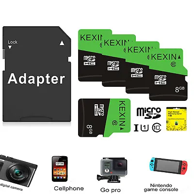 5Pack 8GB Micro SD TF Card SDHC Class 10 Flash Memory Card For Phone Camera • $16.99