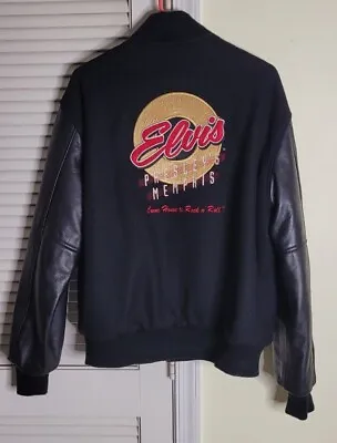 Elvis Presley Memphis Restaurant Wool Leather Varsity Bomber Men Jacket Sz Small • $199.99