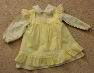 Vintage Mayfair Toddler Girls Floral Dress Yellow Pinafore Size 3T • $16.99