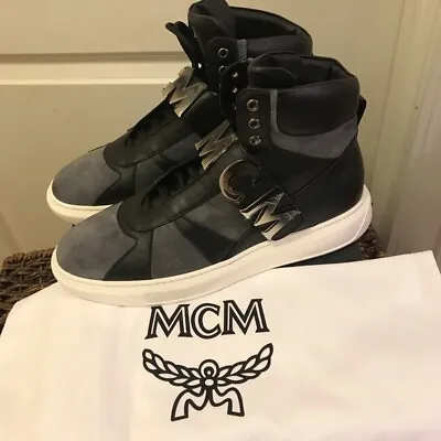 NEW MCM Men's Logo-Strap High-Top Suede Sneakers Sz 10 Mens 43 EUR • $275