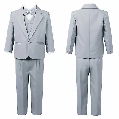 $34.03 • Buy Toddler Boys' 5 Piece Slim Fit Formal Dress Suit Set With Vest Shirt And Bow Tie
