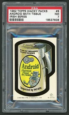 1982 / 85 Topps Wacky Packages Sticker Irish Series #08 Android Bath Tissu PSA 7 • $62.89