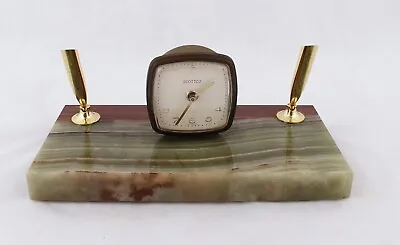 Vintage Scottco Onyx Desk Set With Clock - 8  X 4  • $54.95