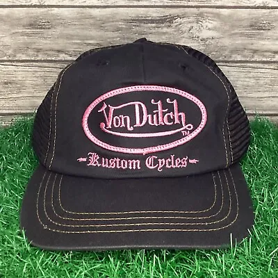 Vintage Von Dutch Trucker Hat Cap Snapback Black Pink Custom Cycles Embroidered • $40