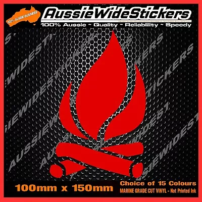 Camp Fire Camping Caravan Accessories Stickers 150mm • $6.90