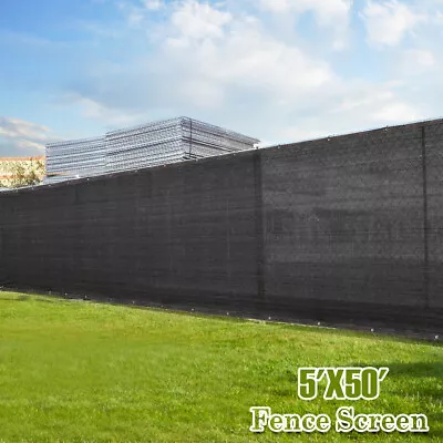 Black 5'x50' Tall Fence Windscreen Privacy Screen Shade Cover Fabric Mesh Garden • $34.90