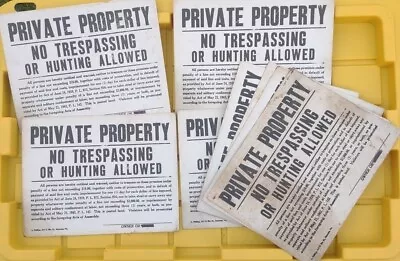 Vtg Private Property No TresPassing Or Hunting Allowed Signs Cardboard Lot 9 • $16.99