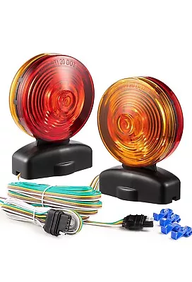 12V Magnetic Tow Light Kit For Trailer RV Dolly Boat Truck Two Side Red & Amber • $25