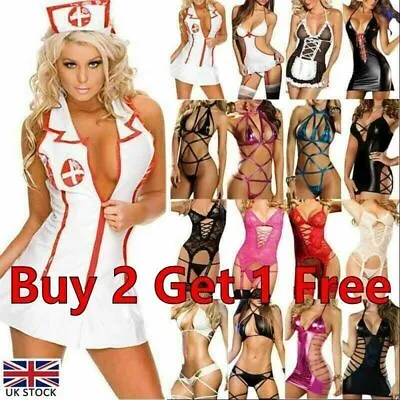 Sexy Women Ladies Nurse Cosplay Costume Uniform French Maid Party Fancy Dress Up • £5.21