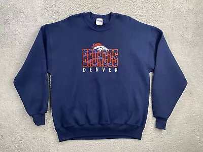 Vintage Denver Broncos Sweatshirt Mens XL Blue Chalk Line NFL 90s Crewneck • $24.59