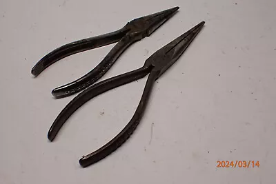 Vintage 2 Pairs Of Snap On Vacuum Grip Needle Nose Pliers No. 196 And Other • $42.50