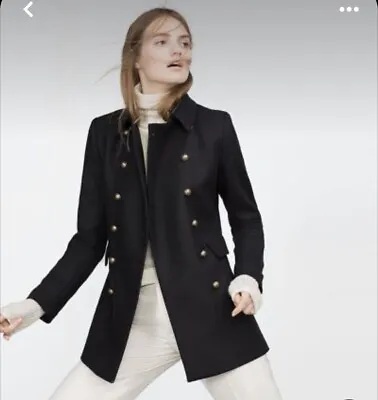 ZARA Double Breasted Wool Peacoat Black Blazer Gold Buttons Military SIZE XS • $65