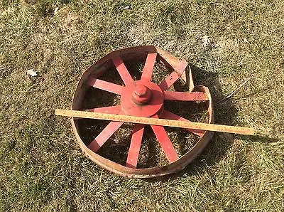 Rustic Antique Metal Wheel Weathered Industrial Steampunk  Red Damaged • $49.87