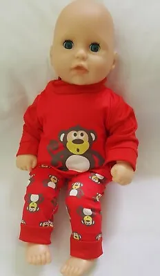 2 PIECE RED MONKEY OUTFIT To Fit 14 Inch Dolls/ My First Baby Annabell/Brother • £7.50