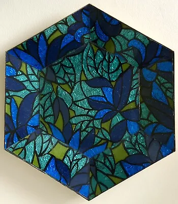 1960s MCM GEORGES BRIARD STAINED GLASS MOSIAC Hexagon Plate Mid Century Modern • $59.99