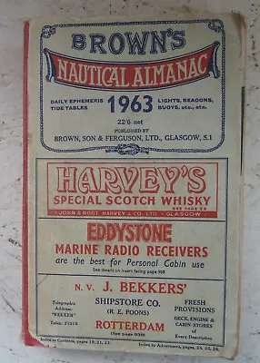 Vintage Book Brown's Nautical Almanac 1963 H/B Guide Tides Lights Buoys Sailing • £14.50