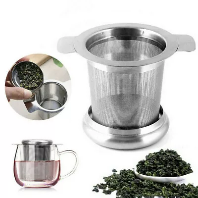 $8.42 • Buy Stainless Steel Mesh Tea Infuser Metal Cup Strainer Loose Leaf Filter W/ Lid