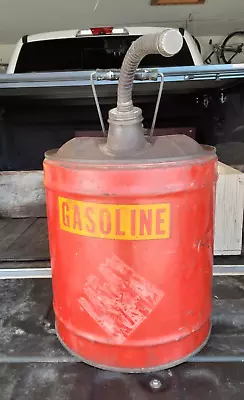 Vintage 5 Gallon Metal Gas Can With Nozzle & Handle (73) • $40