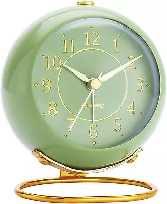 Metal Desk Clock Retro Bedroom Table Vintage Analog Alarm Clock Silent Non-Tic • $14.99