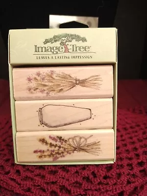 Vintage Image Tree Flower Pot Mini Rubber Stamp Set Of 3 • $9